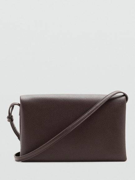 Mango Small Faux Leather Cross Body Bag, Chocolate