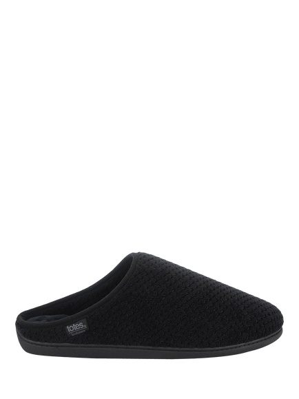 totes Isotoner Swept Back Popcorn Mule Slippers, Black