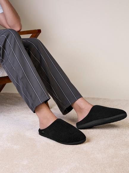 totes Isotoner Swept Back Popcorn Mule Slippers - view 2, Black