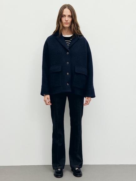 Gerard Darel Alon Pure Wool Coat, Navy - view 2, Navy