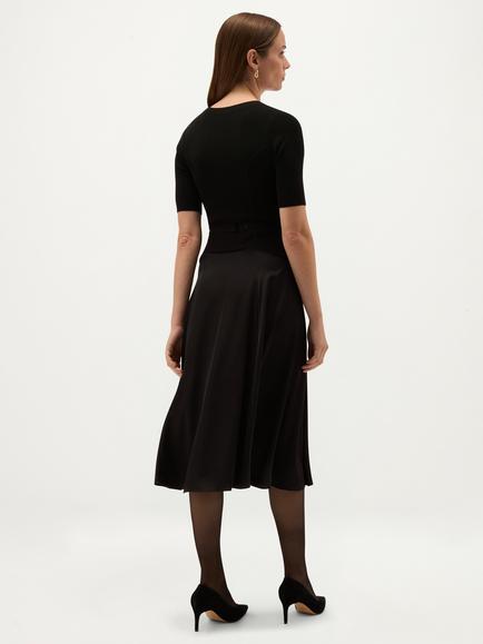 Hobbs Nadia Knitted Fit and Flare Midi Dress, Black - view 2, Black