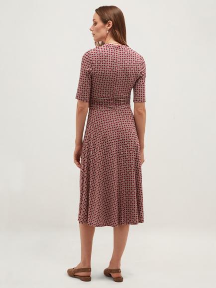 Hobbs Petite Jaci Geometric Midi Dress, Pink - view 2, Pink