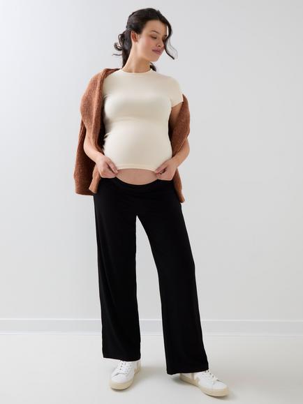JoJo Maman Bébé Maternity Jersey Wide Leg Trousers, True Black, True Black