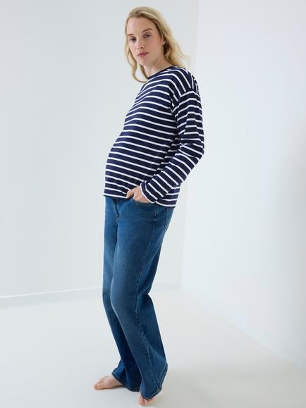 JoJo Maman Bébé Maternity Striped T-Shirt, Navy - view 2, Navy