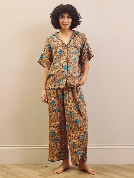 Their Nibs Festival Feathers Gauze Cotton Oversize Pyjama Set, Multi, Multi