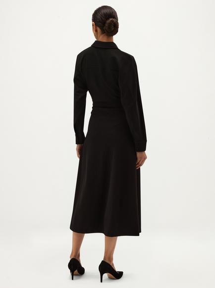 Hobbs Petula Crease-Resistant Collared Jersey Dress, Black - view 2, Black
