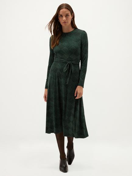 Hobbs Dakota Geometric Jersey Dress, Black/Green, Black/Green