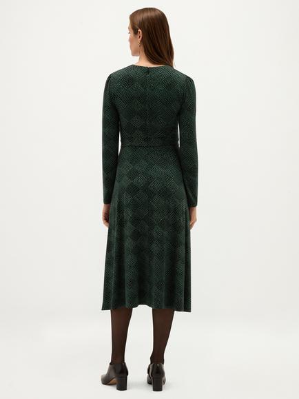 Hobbs Dakota Geometric Jersey Dress, Black/Green - view 2, Black/Green