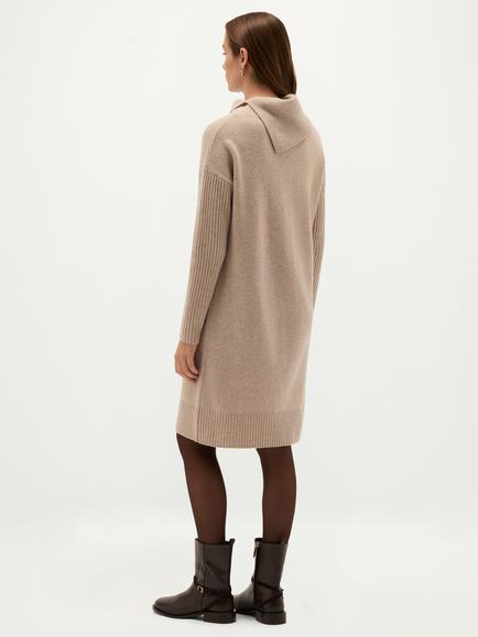 Hobbs Irene Wool Rich Knitted Dress, Brown - view 2, Brown