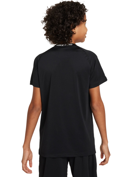 Nike Kids' Pro Short Sleeve Dri-FIT T-Shirt, Black/White - view 2, Black/White