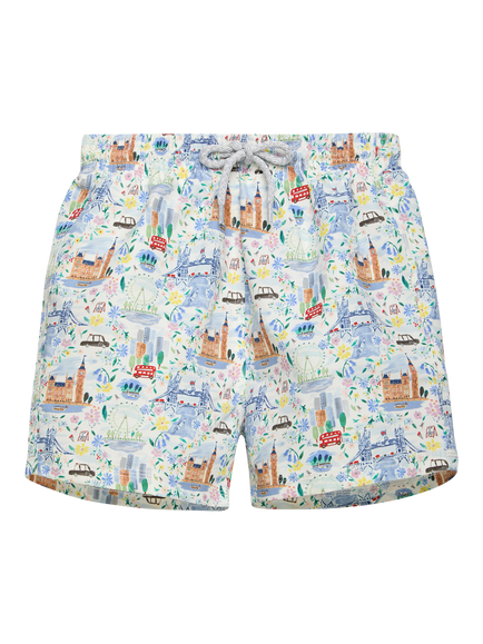 Trotters Kids' Liberty Pride & Bloom Print Swim Shorts, Multi, Multi