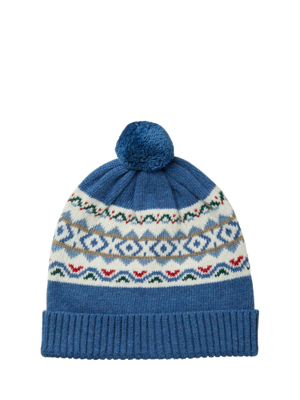 Trotters Kids' Frankie Fairisle Beanie Hat, Blue Multi, Blue Multi