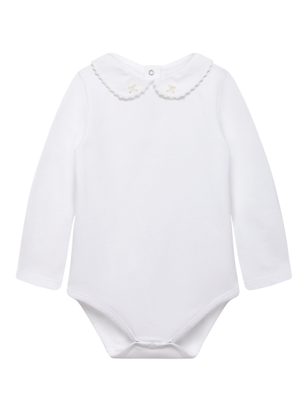 Trotters Baby Amelia Bow Long Sleeve Bodysuit, White, White