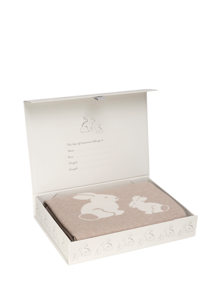 Trotters Baby Bunny Blanket with Gift Box, Oatmeal, Oatmeal