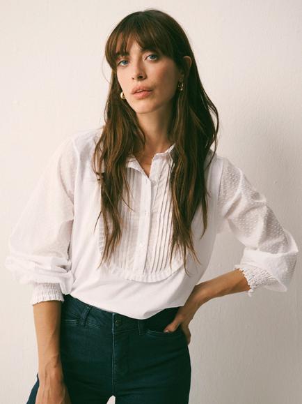 NRBY New Jenna Cotton Jersey Shirt, White, White