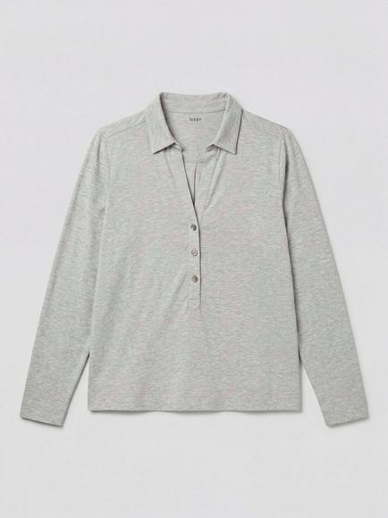 NRBY Juno Viscose Jersey Top - view 2, Light Grey