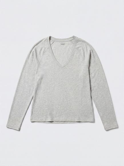 NRBY Wanda Viscose V-Neck Top - view 2, Light Grey