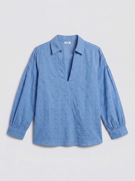NRBY Mara Textured Cotton Shirt - view 2, Azure Blue