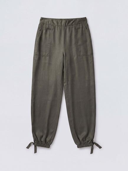 NRBY Heidi Silk Twill Tapered Trousers - view 2, Khaki