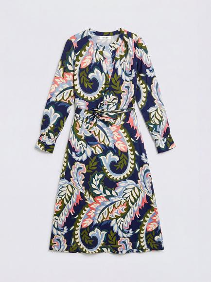 NRBY Keisha Silk Paisley Print Maxi Dress, Blue - view 2, Blue