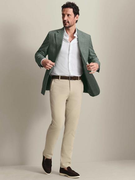 Charles Tyrwhitt Slim Fit Single Breasted Linen Cotton Blend Blazer, Green - view 2, Green
