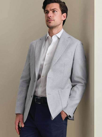 Charles Tyrwhitt Slim Fit Single Breasted Linen Cotton Blend Blazer, Silver Grey, Silver Grey