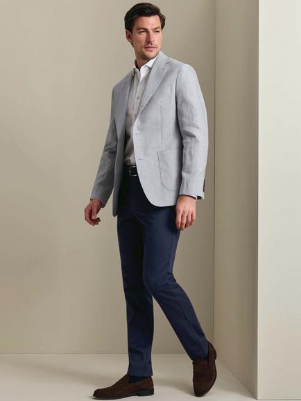Charles Tyrwhitt Slim Fit Single Breasted Linen Cotton Blend Blazer, Silver Grey - view 2, Silver Grey