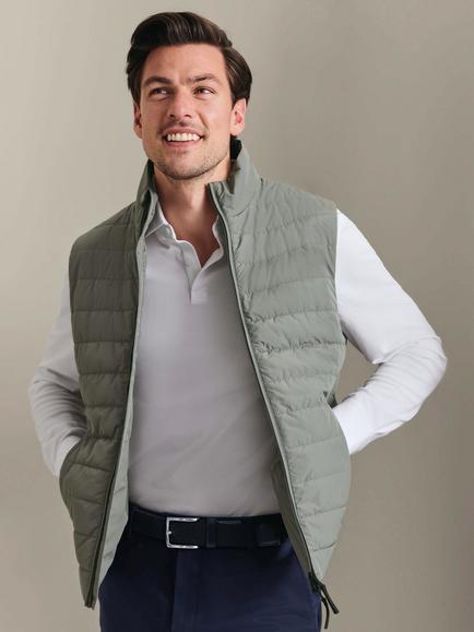 Charles Tyrwhitt Lightweight Quilted Gilet, Sage Green, Sage Green