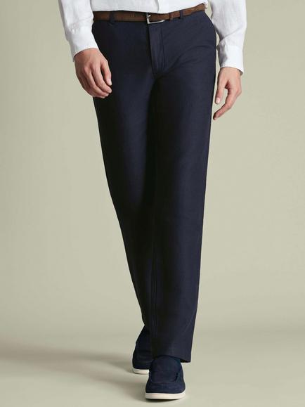 Charles Tyrwhitt Slim Fit Linen Cotton Blend Chinos, Navy, Navy