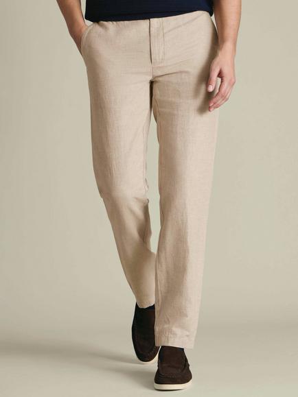 Charles Tyrwhitt Slim Fit Linen Cotton Blend Chinos, Stone, Stone