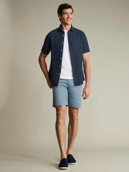 Charles Tyrwhitt Cotton Rich Tailored Slim Fit Shorts, Light Blue, Light Blue