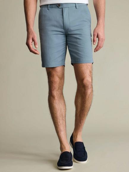 Charles Tyrwhitt Cotton Rich Tailored Slim Fit Shorts, Light Blue - view 2, Light Blue
