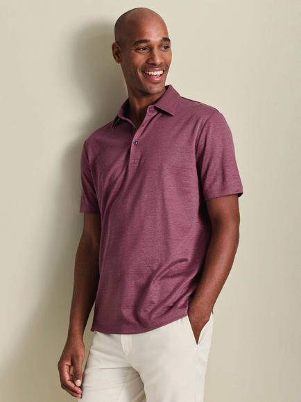 Charles Tyrwhitt Pure Linen Short Sleeve Polo Shirt - view 2, Dusty Pink