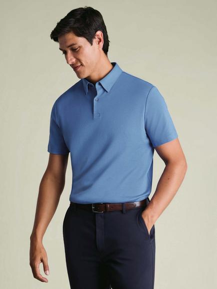 Charles Tyrwhitt Cotton Polo Top, Cornflower Blue, Cornflower Blue