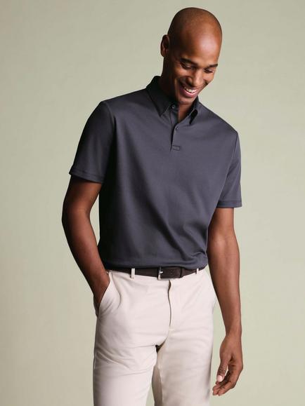 Charles Tyrwhitt Cotton Polo Top, Dark Mauve - view 2, Dark Mauve
