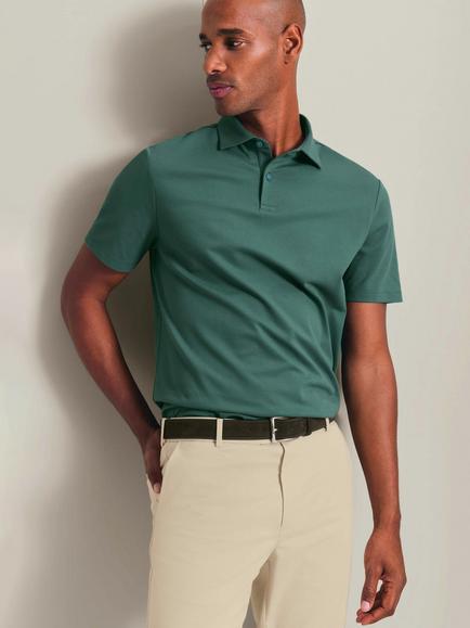 Charles Tyrwhitt Stretch Cotton Blend Regular Fit Short Sleeve Smart Pique Polo Shirt, Teal Green