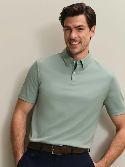 Charles Tyrwhitt Pure Cotton Short Sleeve Polo Shirt, Light Green