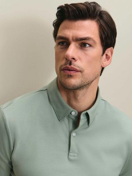 Charles Tyrwhitt Pure Cotton Short Sleeve Polo Shirt - view 2, Light Green