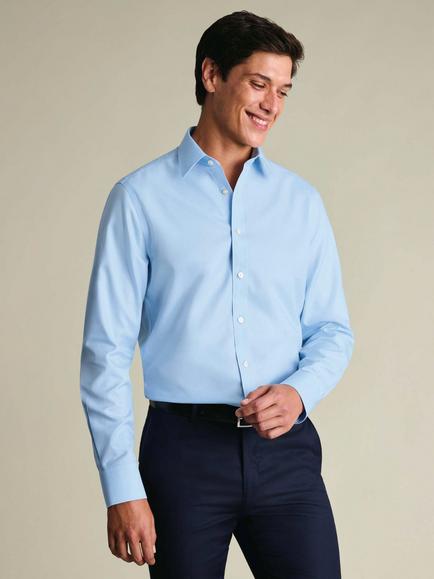 Charles Tyrwhitt Cotton Twill Non Iron Point Collar Shirt, Sky Blue, Sky Blue
