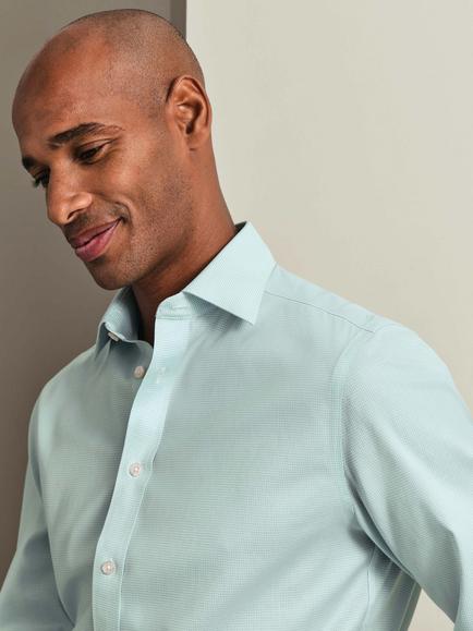 Charles Tyrwhitt Puppytooth Cotton Twill Non-Iron Slim Fit Shirt, Green - view 2, Green
