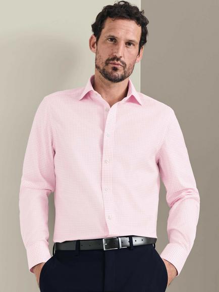 Charles Tyrwhitt Midi Grid Check Cotton Twill Non-Iron Slim Fit Shirt, Pink, Pink