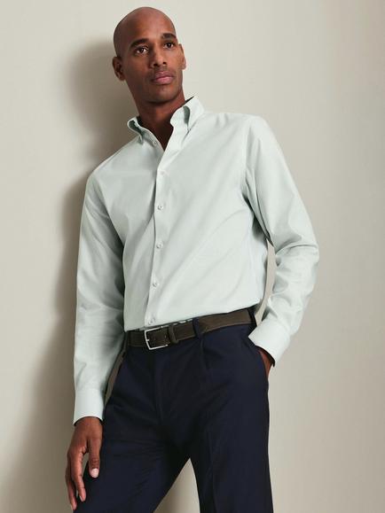 Charles Tyrwhitt Stripe Non-Iron Stretch Pinpoint Oxford Slim Fit Shirt, Green, Green