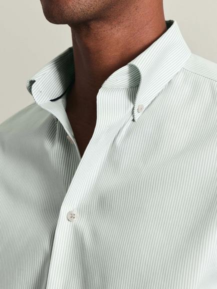 Charles Tyrwhitt Stripe Non-Iron Stretch Pinpoint Oxford Slim Fit Shirt, Green - view 2, Green