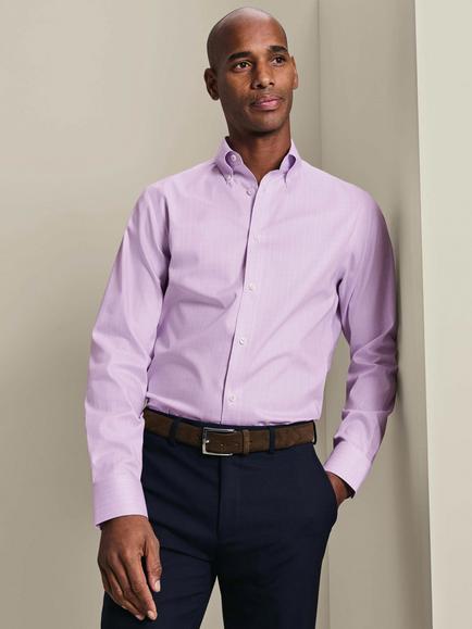 Charles Tyrwhitt Non-Iron Stretch Pinpoint Oxford Slim Fit Shirt, Lilac
