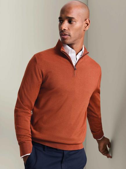 Charles Tyrwhitt Half Zip Merino Wool Jumper, Orange