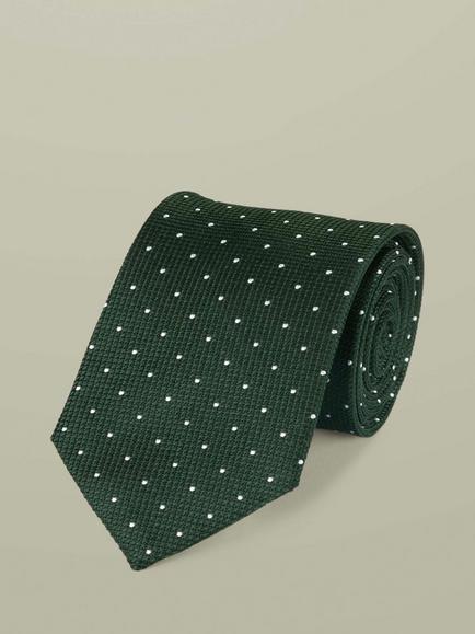Charles Tyrwhitt Pure Silk Spot Tie, Dark Green, Dark Green
