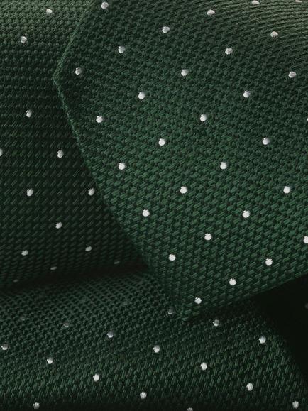 Charles Tyrwhitt Pure Silk Spot Tie, Dark Green - view 2, Dark Green