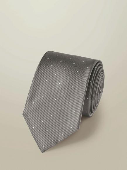 Charles Tyrwhitt Pure Silk Spot Tie, Grey, Grey