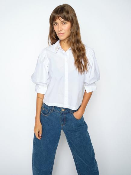 MOS MOSH Mmadjao Berna Cotton Embroidered Top, White, White