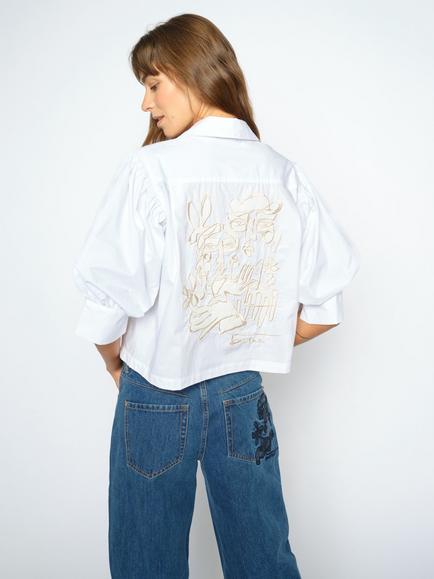 MOS MOSH Mmadjao Berna Cotton Embroidered Top, White - view 2, White